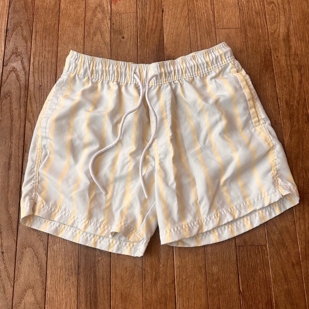 Cotton On Coastal Resort Swim Trunks Men Small Striped Yellow White Summer Beach